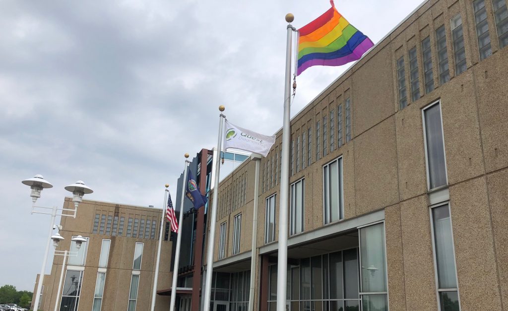 pride flag at Quest Diagnostics facility